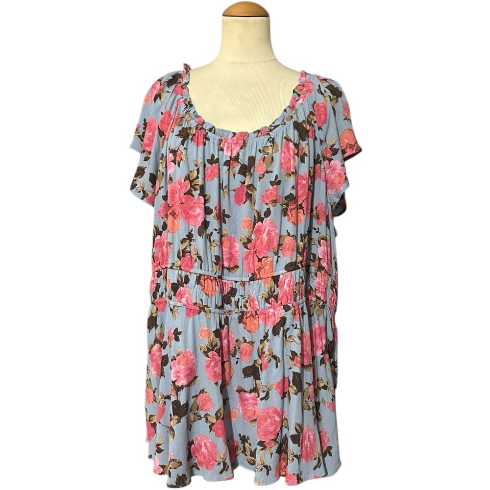 Torrid Babydoll Gauze Short Sleeve Top NWT Kai Floral Size 4X